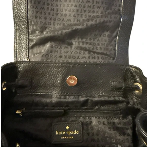 Kate Spade Black Pebbled Soft Leather Backpack Mulberry Street Breezy Small Bag - Picture 12 of 14